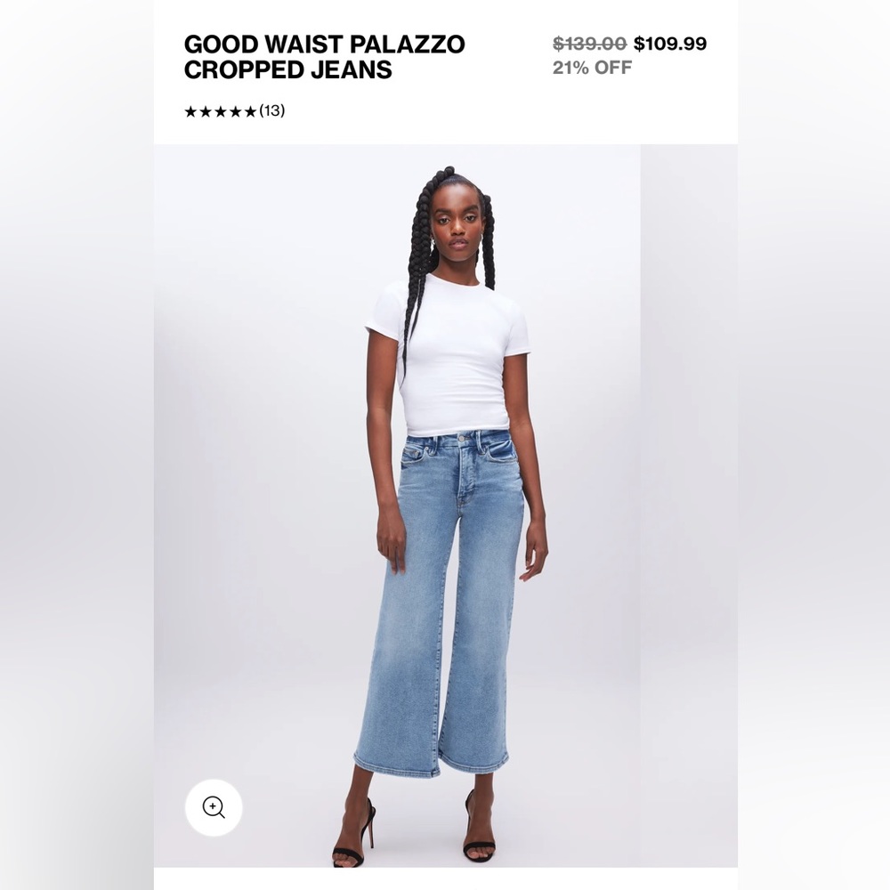 NWT Good American Good Waist Palazzo Cropped Jeans - Wide Leg